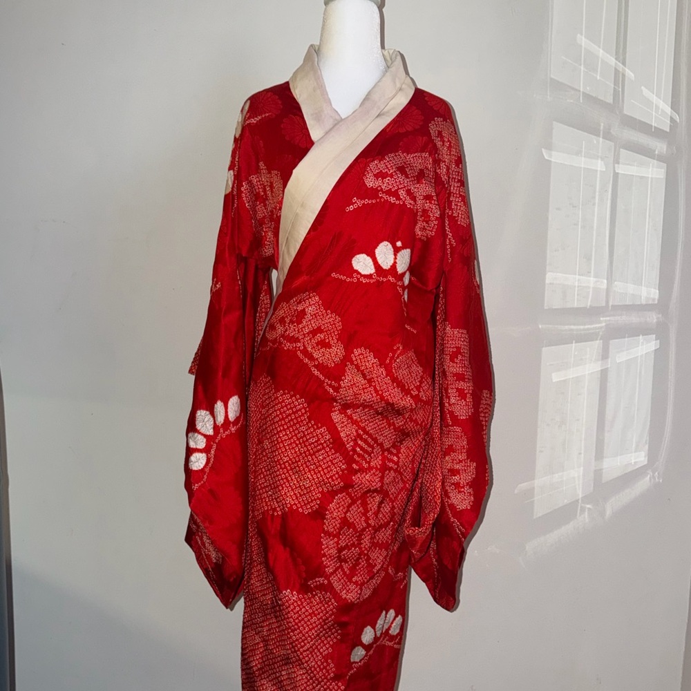 Elegant Red Kimono Robe vintage kimono